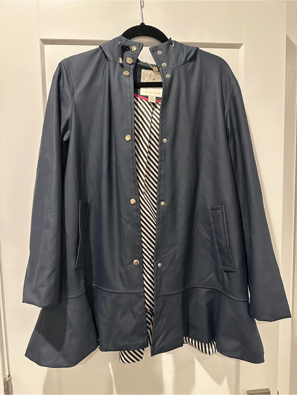 Kate Spade Womens Navy Hooded Raincoat Jacket